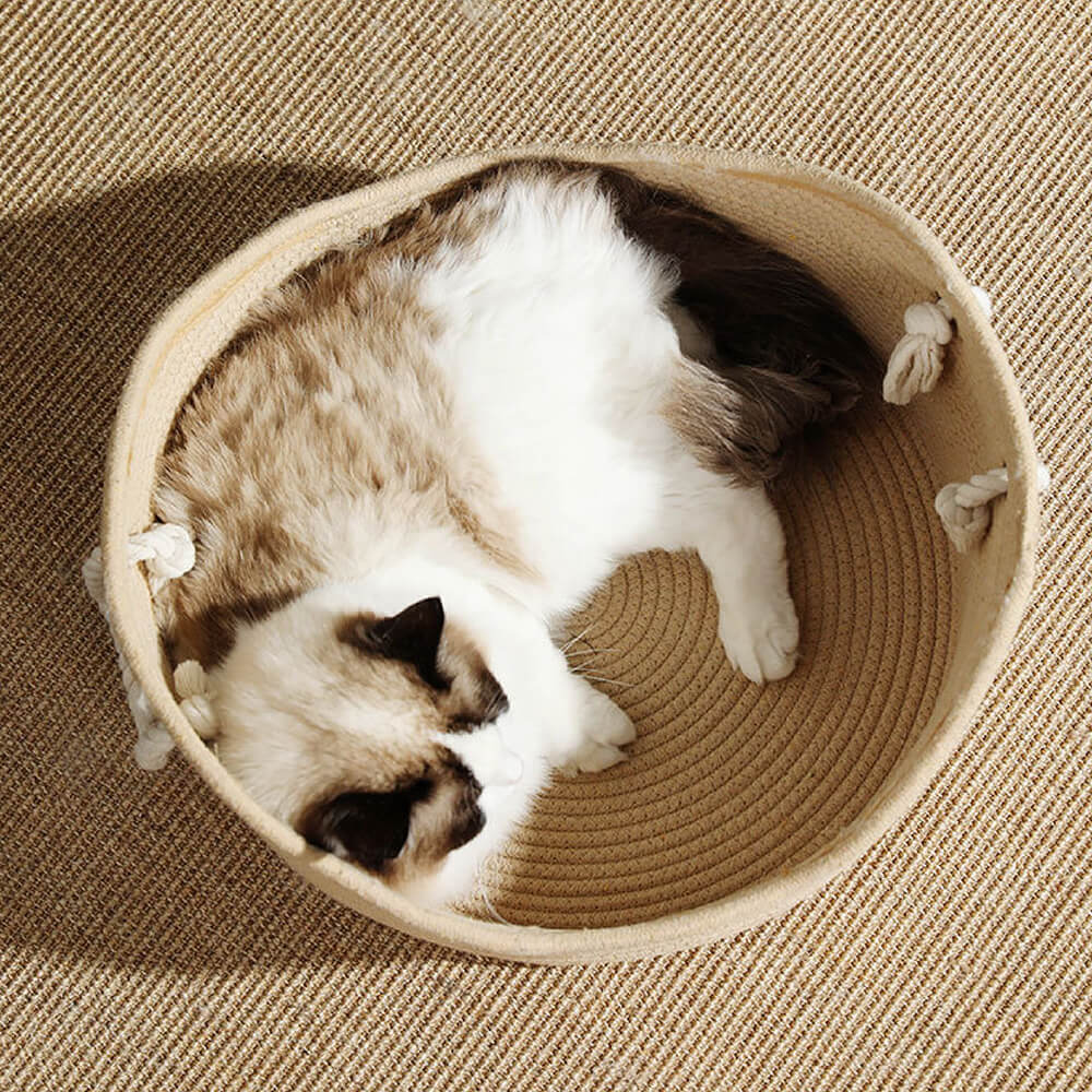 Luxus Katzenbett aus handgefertigtem Korb – PurrNest für maximalen Komfort