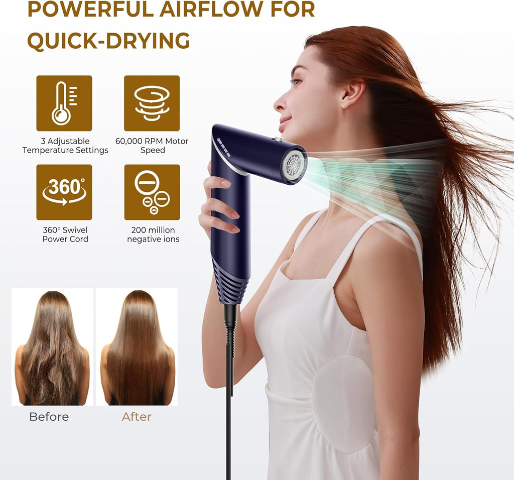 UKLISS 7 in 1 Pro Airstyler & Ionen Föhn [110,000RPM] High-speed Haartrockner Ionen Hair Dryer, mit Heißluft Lockenwickler Thermal Brush Haarglätterbürste Warmluftbürste Föhnbürste, 1200W/Blau
