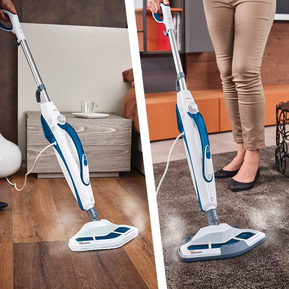 POLTI Vaporetto SV460_Double Dampfbesen, Doppelfunktion mit tragbarem Dampfreiniger, ttet und beseitigt 99,9%* der Viren, Keime und Bakterien, mit zuszlichen Wischtüchern, 17 Zubehrteile