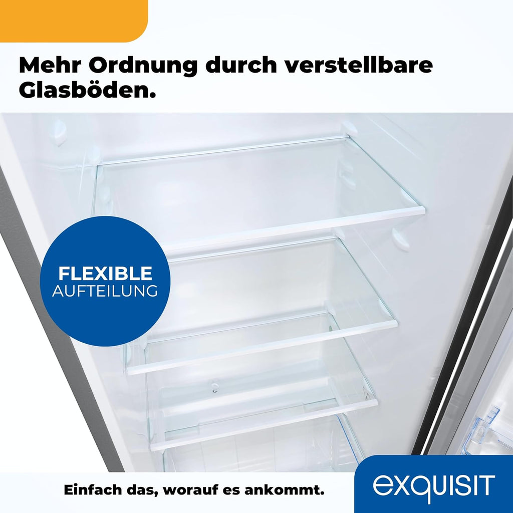 Exquisit Frigorifero senza congelatore, Frigorifero grande, 5 ripiani, 242 litri, Frigorifero da incasso alto 143 cm, KS5320-V-H-040E bianco
