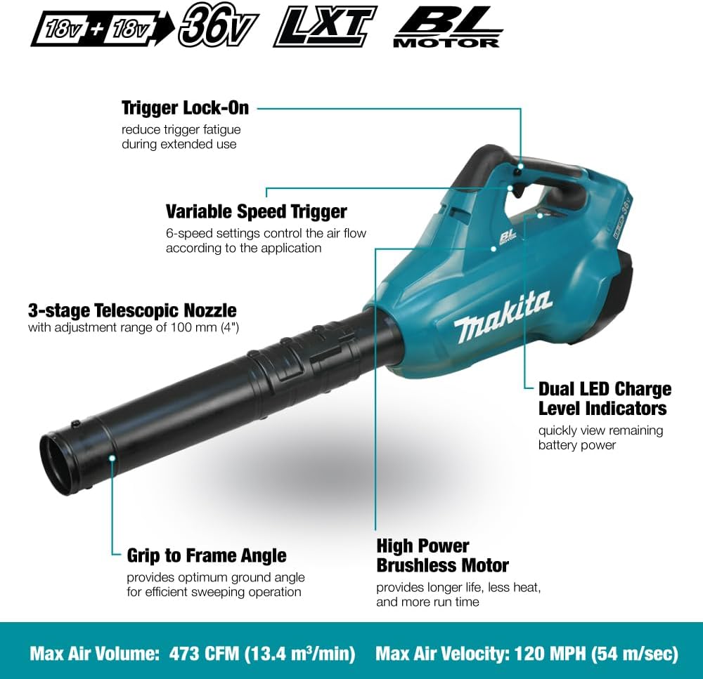 Soffiatore a batteria Makita DUB362Z 2x18 V (senza batteria, senza caricabatterie)