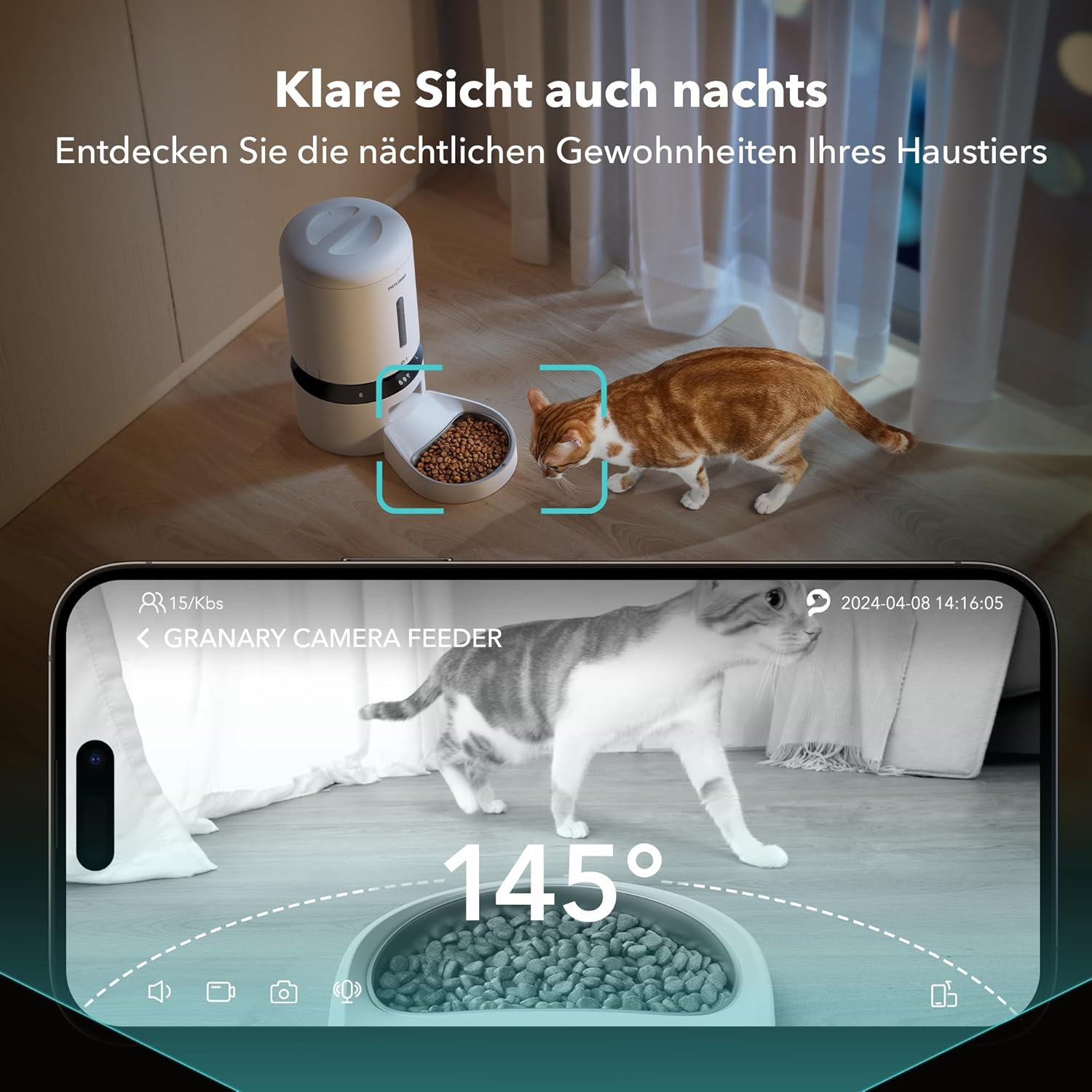 PETLIBRO 5L Futterautomat Katze mit 1080P Video - 5G WiFi Futterspender Hund mit APP & Nachtsicht, Sensor für Niedriger Futter & Blockierung, Bewegungs & Tonalarm für Haustiere, 1-10 Mahlzeiten