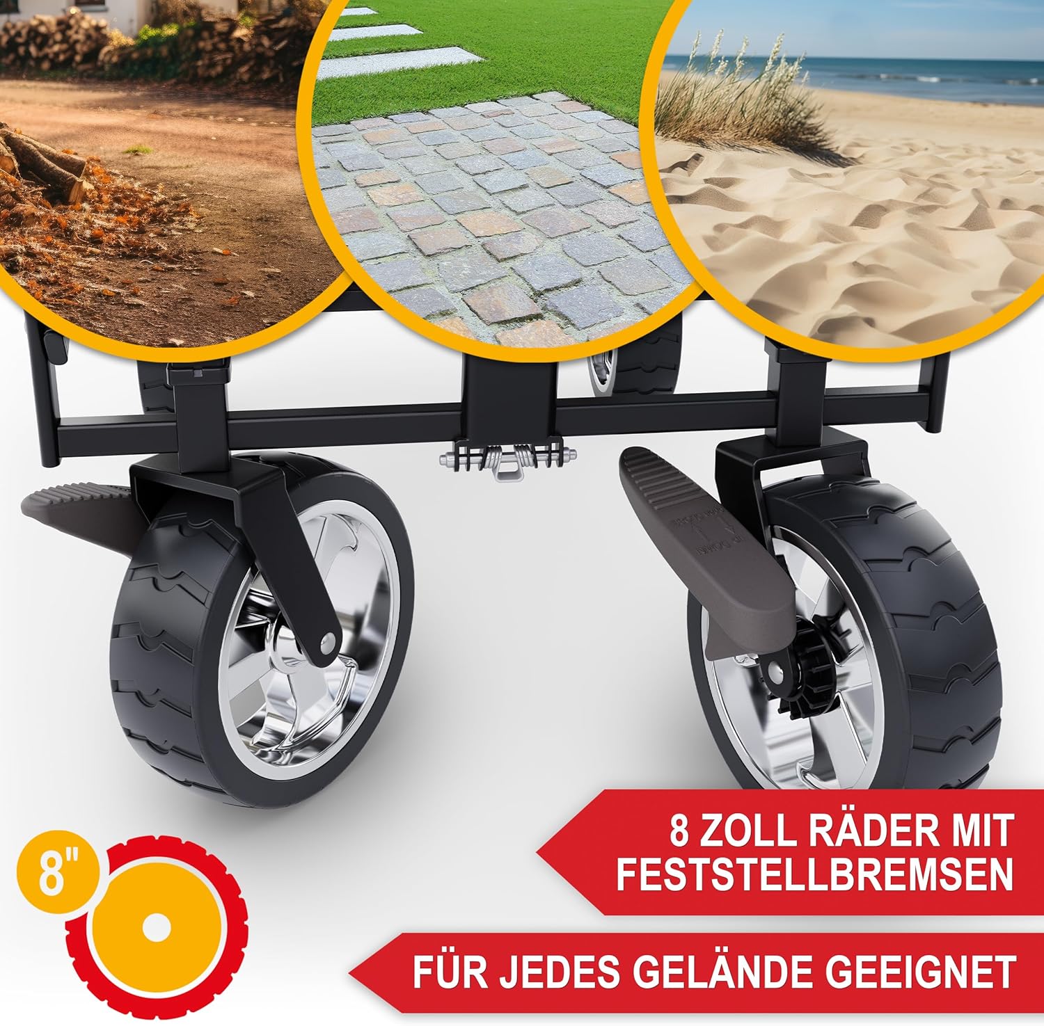 ONBEST Carretto Pieghevole - Con Parapioggia - Carrello Pieghevole con Tetto 100 kg di Carico - Tetto Parasole - Borsa Termica - Portabicchieri - Outdoor - Carrello da Spiaggia Pieghevole (Nero)