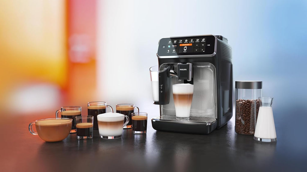 Philips Serie 5400 Macchina da Caffè Automatica – Sistema LatteGo, 12 Bevande a Base di Caffè, Display Intuitivo, 4 Profili Utente, Cromo (EP5447/90)
