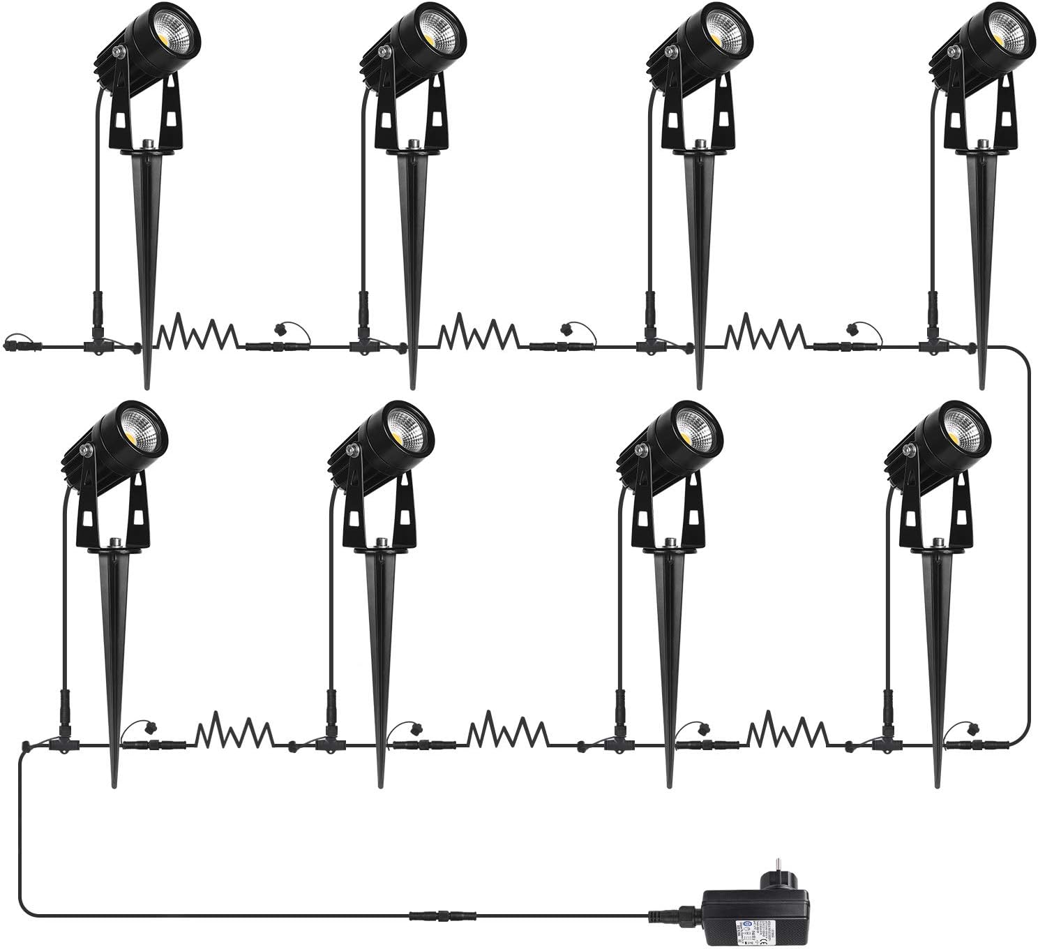 AIMHEIM 12er-Set Gartenstrahler LED Warmweiß, 3W Gartenleuchte Garten Beleuchtung mit Stecker, Schwenkbar Außen-Strahler Aussenbeleuchtung Erdspieß IP65 Wasserdicht für Baum, Pflanzen, Teich