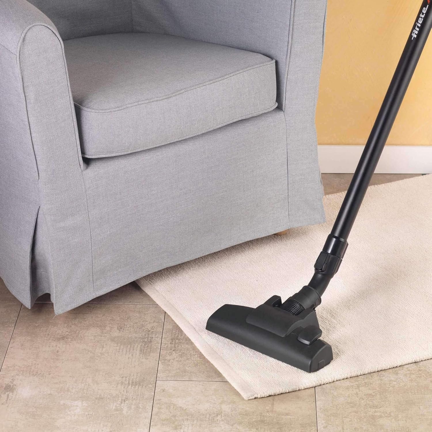 Ariete, 2761 Handy Force, scopa elettrica con filo 2 in 1, aspirapolvere e aspirabriciole, filtro HEPA, tecnologia ciclonica, senza sacco, spazzola tradizionale, tubo telescopico, rosso/nero