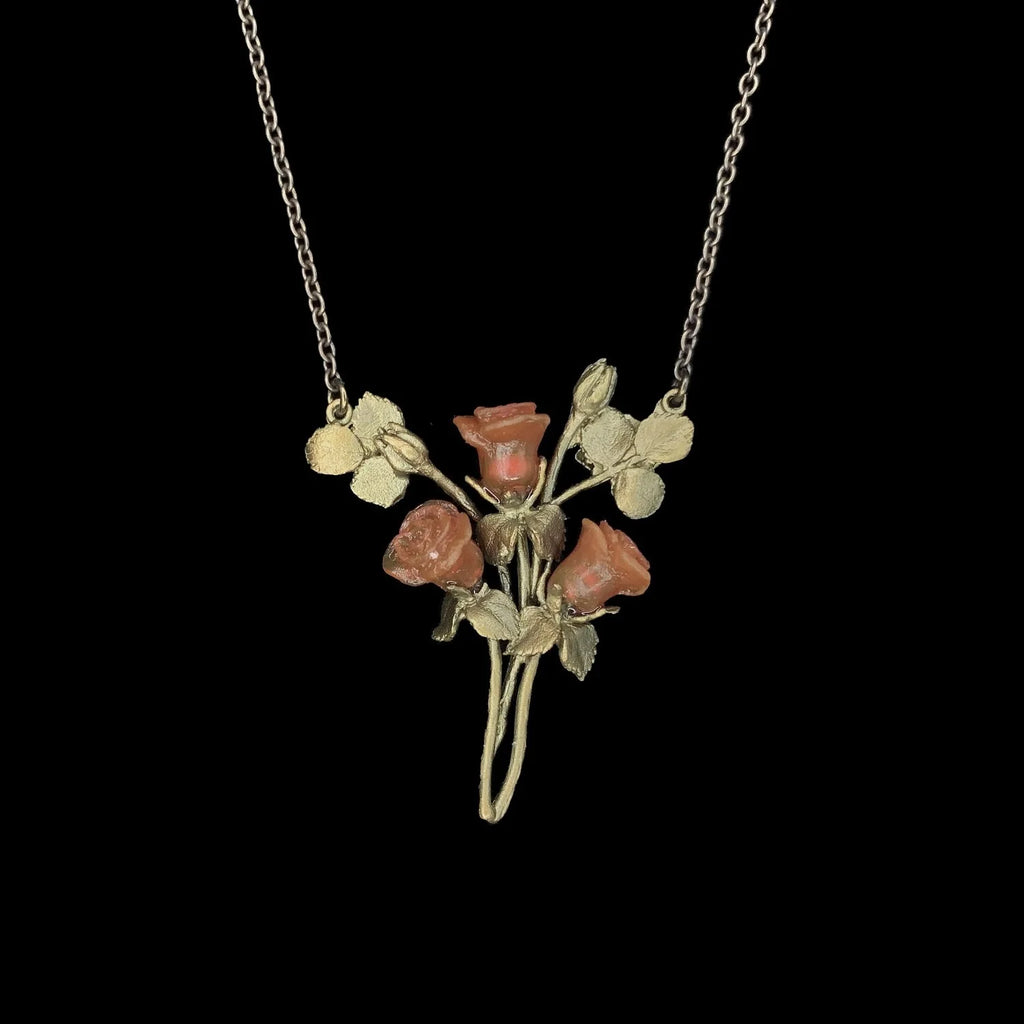 Collana con pendente a rosa rossa - Tre rose