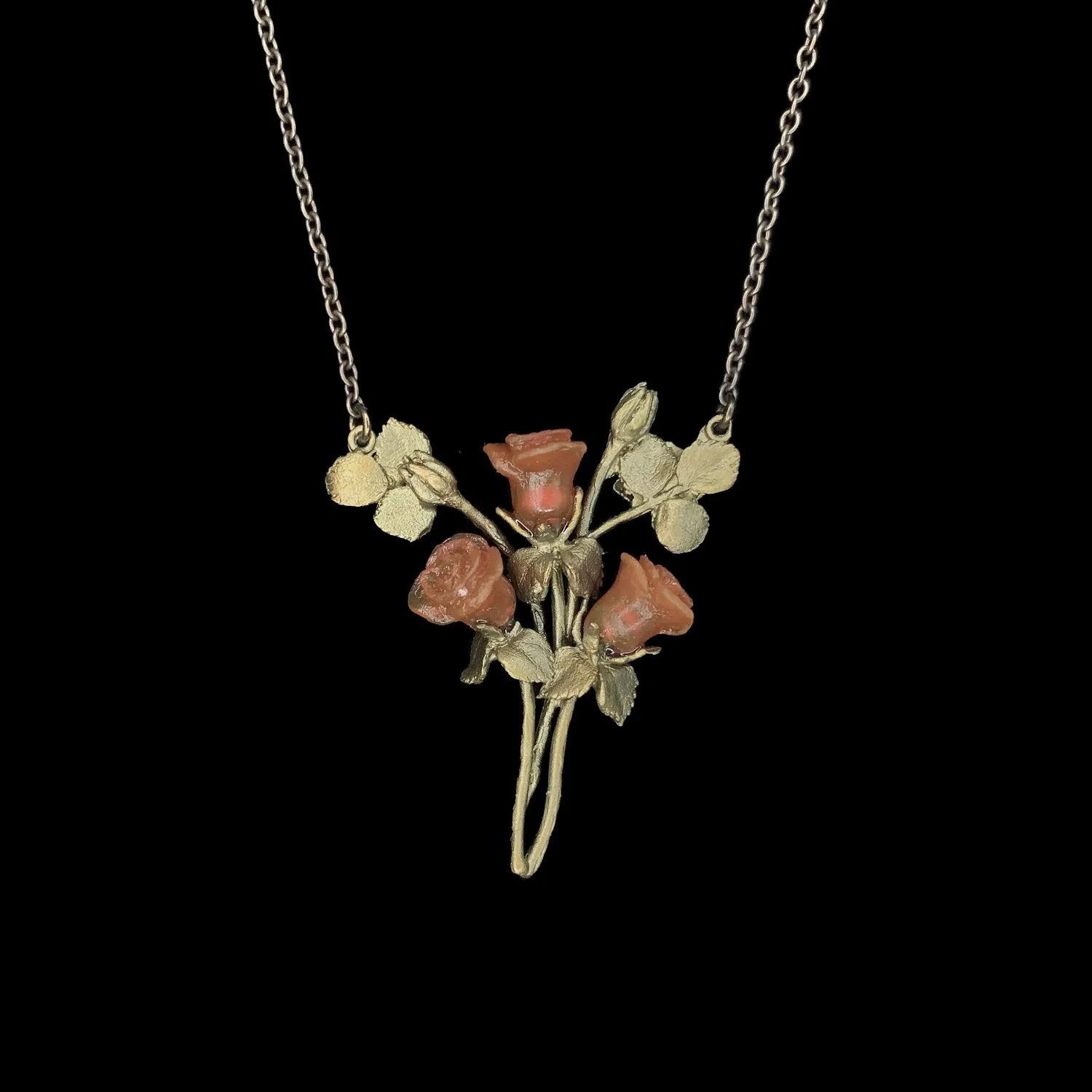 Collana con pendente a rosa rossa - Tre rose