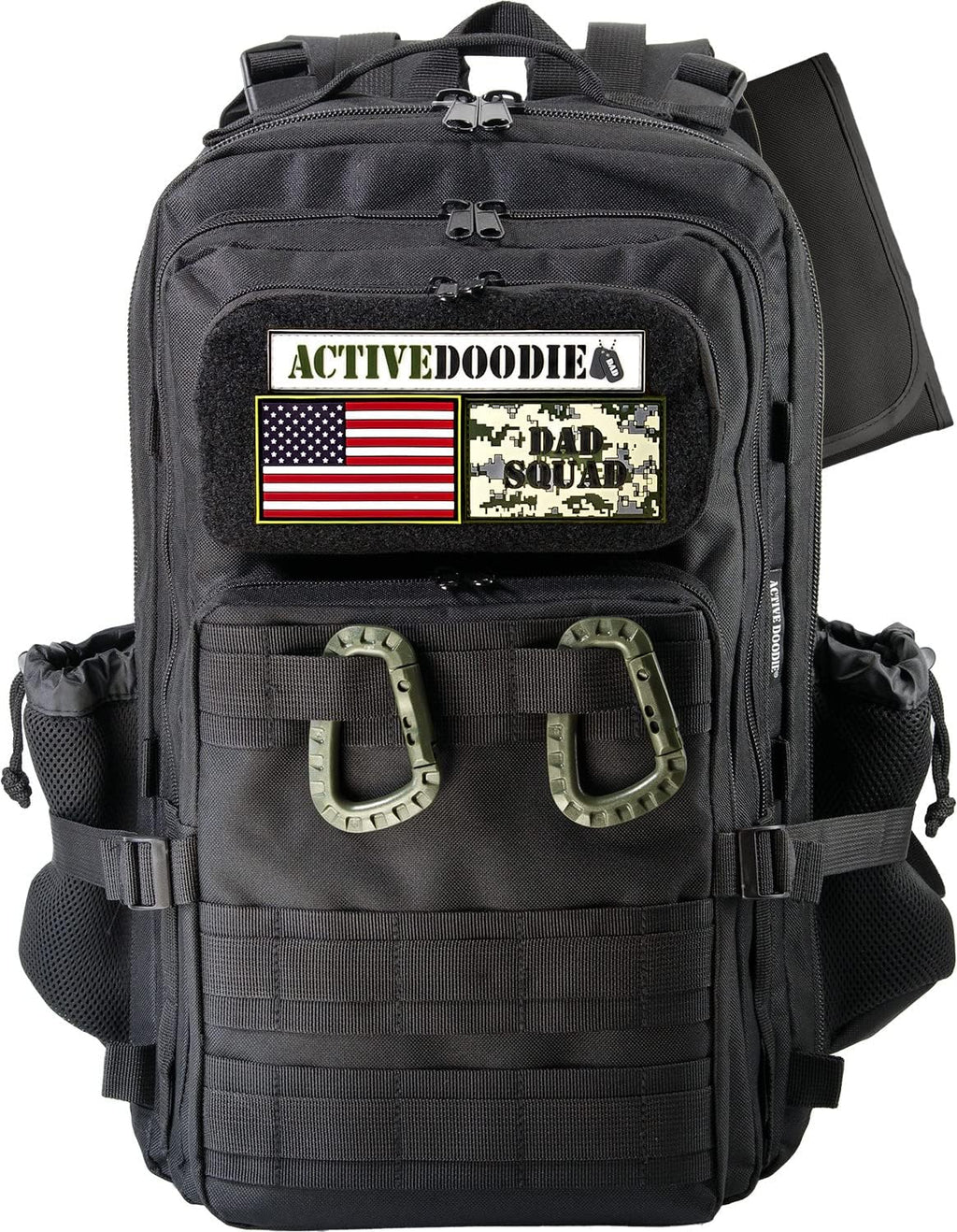 ActiveDoodie Wickeltasche mit taktischer Vorteilspackung, Wickelunterlage, Kinderwagengurte, Babyflaschen-Tasche, Dad Squad Patches, Herren-Wickeltasche