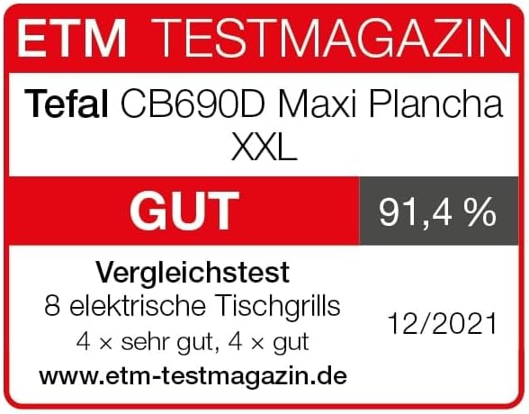 Tefal Maxi Plancha Elektro-Tischgrill CB690D, Extra groß, Antihaft Teppanyaki Platte, Leichte Reinigung, Innen und außen nutzbar, Inkl. abnehmbarem Windschutz + Spatel, 2300W, Schwarz/Silber