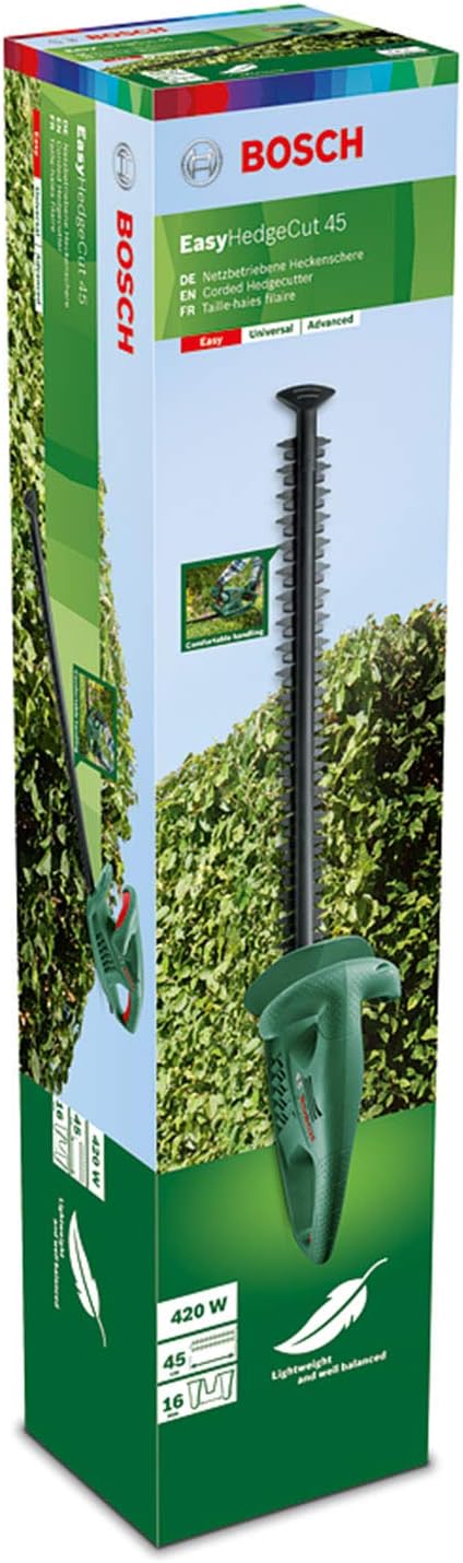 Bosch Tagliasiepi Elettrico EasyHedgeCut 45 (420 W, lunghezza lama 45 cm, in scatola di cartone)