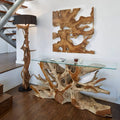 Consolle in legno di teak NAGA con piano in vetro larghezza 140 cm - Google Shopping