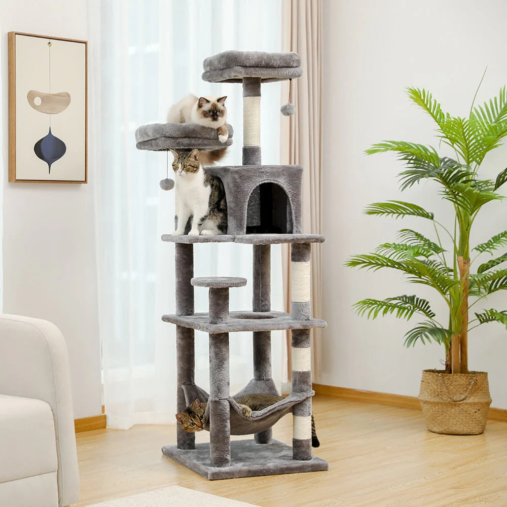 PERCHO Kratzbaum – Mehrstckiger Katzenbaum mit Spielplattform und Kuschelhhle