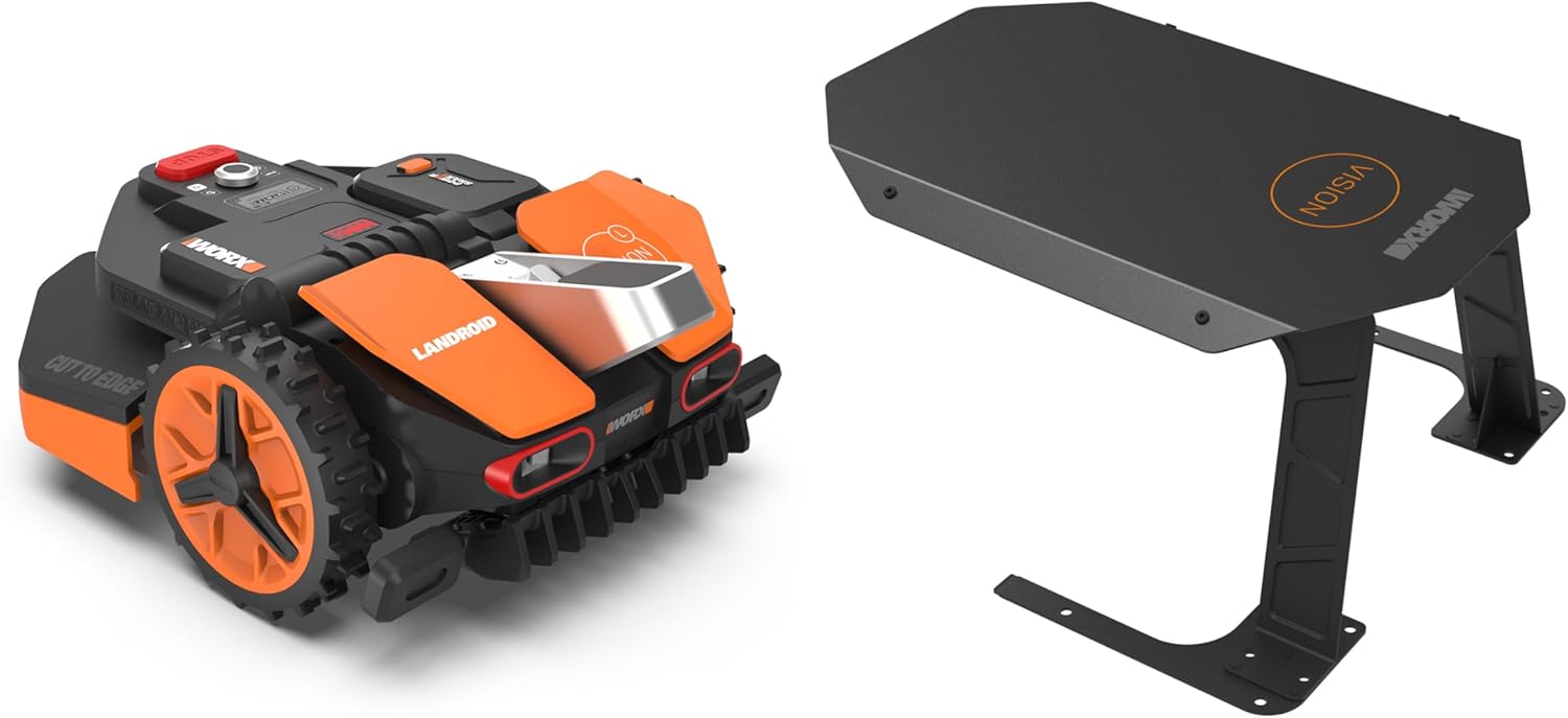 WORX Landroid Vision M600 Robot rasaerba WR206E.1 per giardini fino a 600m - Robot tagliaerba intelligente senza filo perimetrale - WLAN & Bluetooth - prevenzione attiva degli ostacoli con tecnologia AI - controllo tramite APP