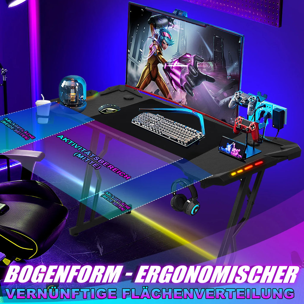 Sonnewelt Scrivania da gaming Scrivania da gioco 120/140 cm con telecomando LED