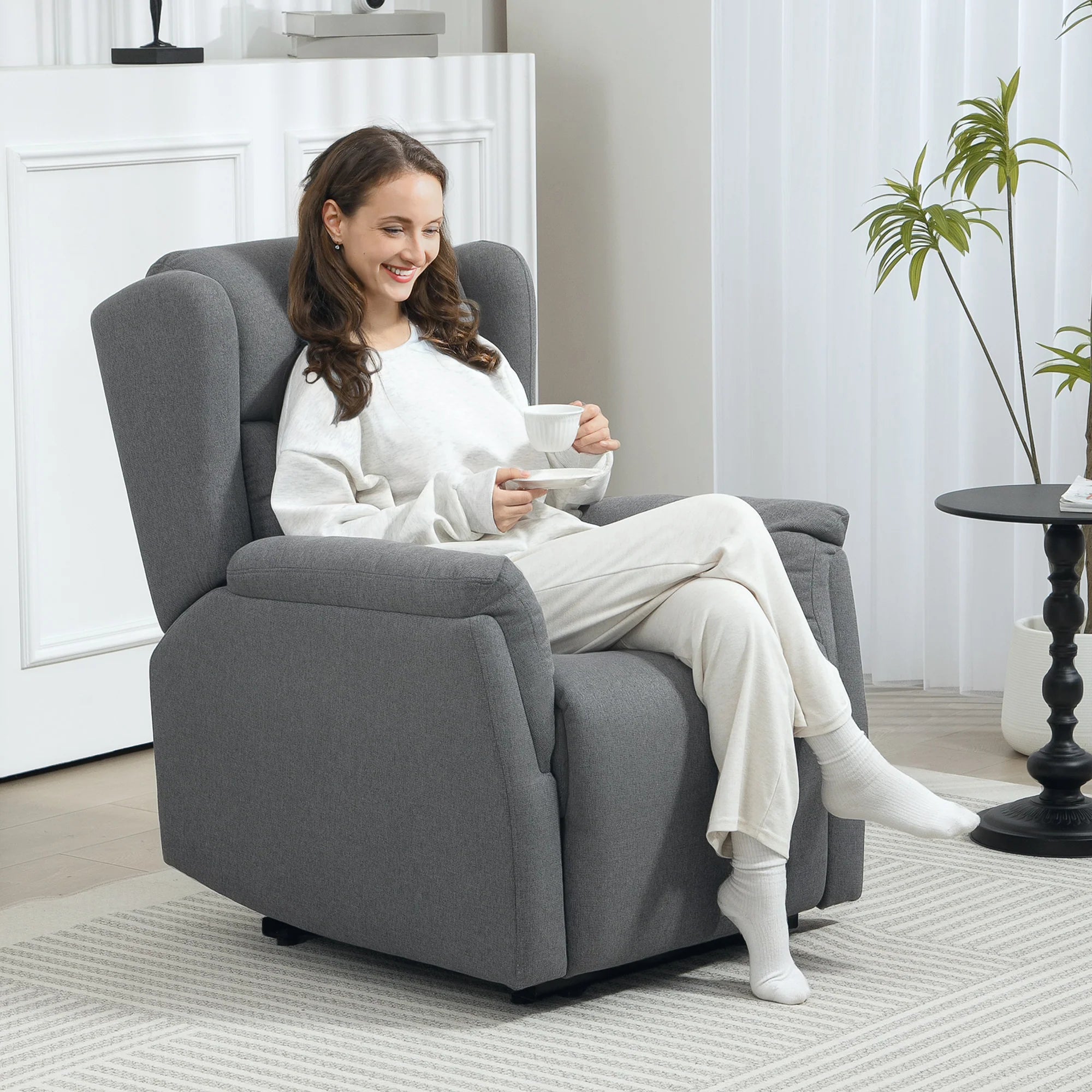 HOMCOM Relaxsessel mit Liegefunktion & Taschenfederkern, Dunkelgrau