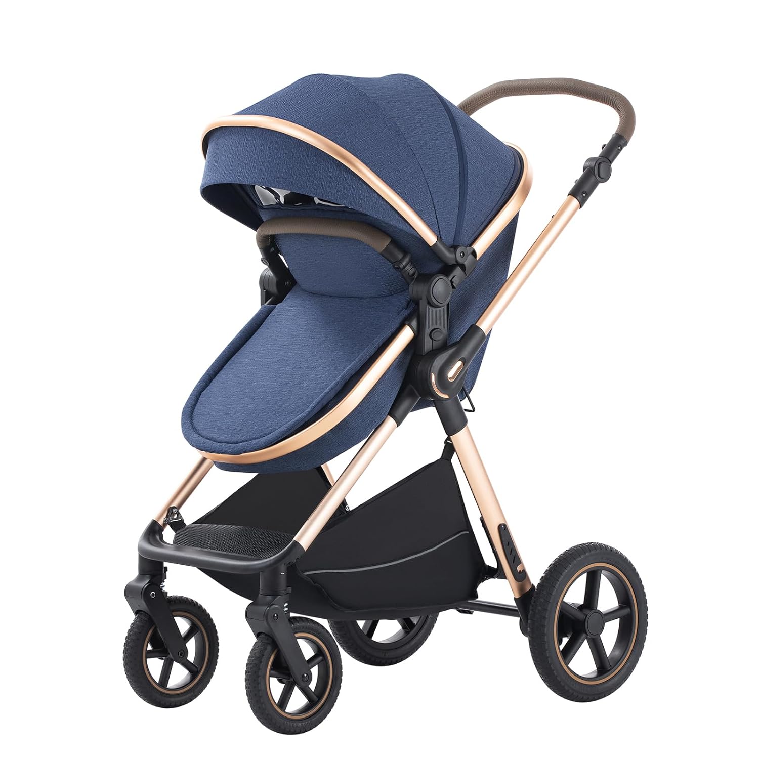 Shineey kinderwagen 3 in 1 Buggy Babybett Komplett Set Einem Klick Zusammenklappbarer Kinderwagen, 3 in 1 KombiKinderwagen Aluminiumrahmen für Neugeborene