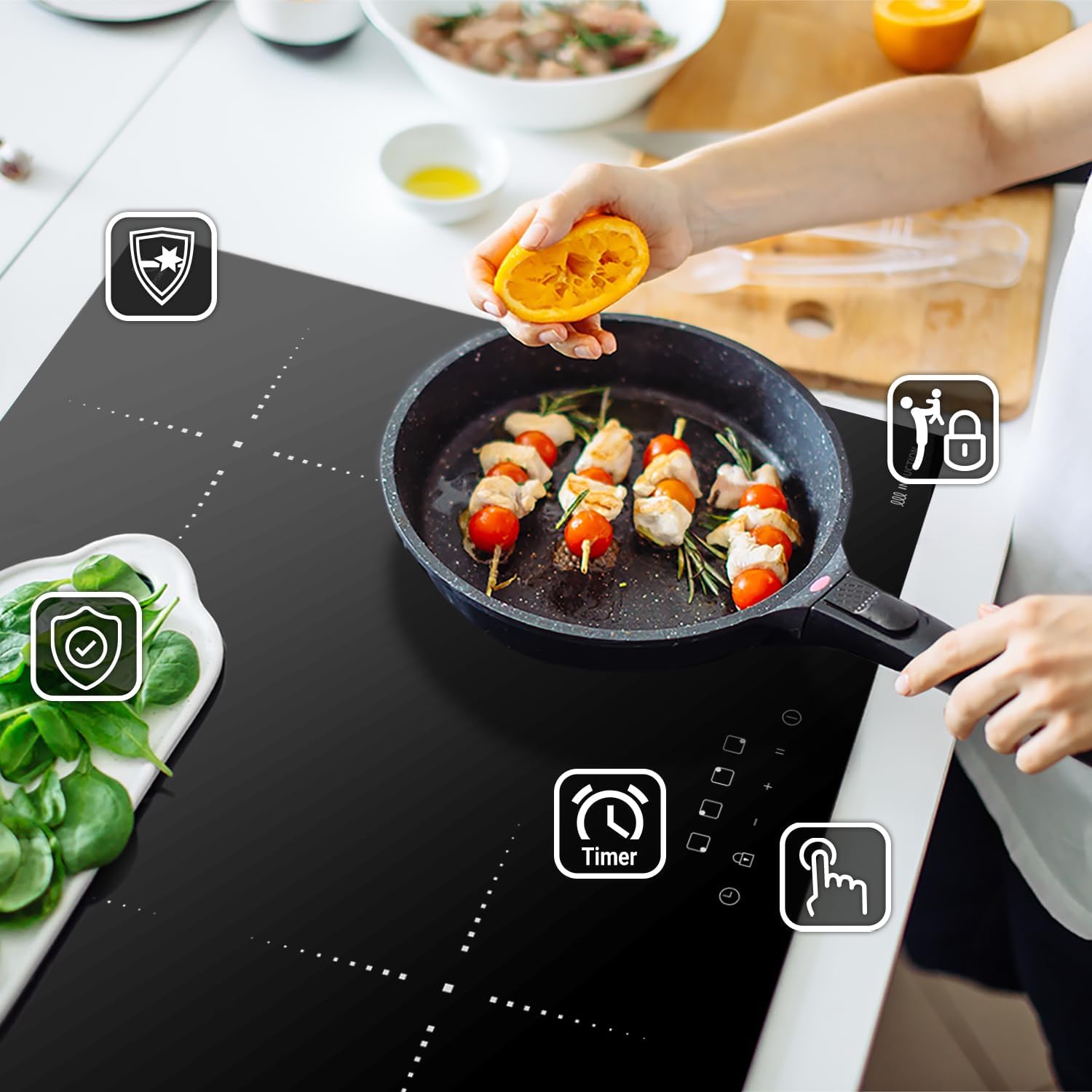 KKT KOLBE Autarkes Herdset | 60cm Einbaubackofen BO8805SS | 59cm Induktionskochfeld IH85900RL | Grill | Heißluft | Automatik-Timer | 2-fach Wärmeschutzverglasung | Kindersicherung | SET8805IH859RL