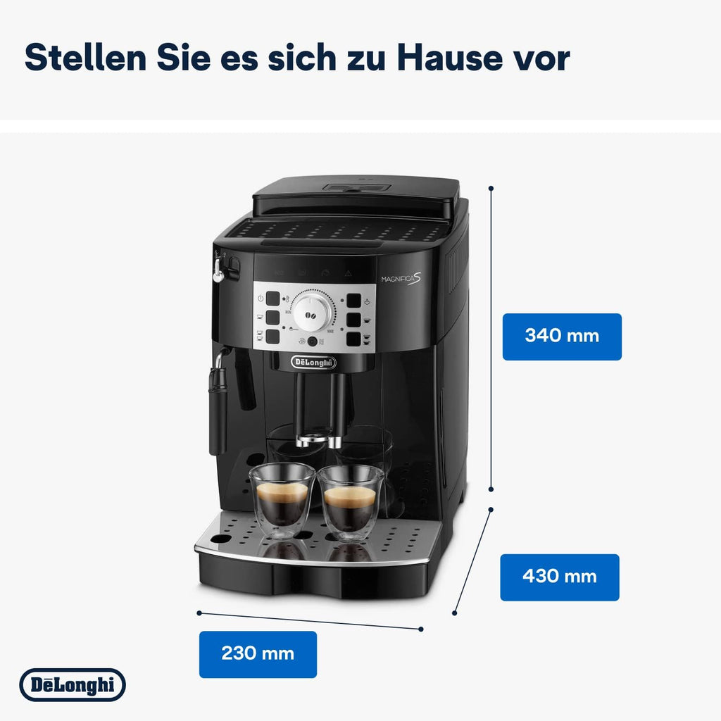 De'Longhi Magnifica S ECAM11.112.B, Macchina da Caffè Automatica con Lancia a Vapore per Cappuccino, Tasti di Selezione Diretta per Espresso e Manopola, Funzione 2 Tazze, Nero