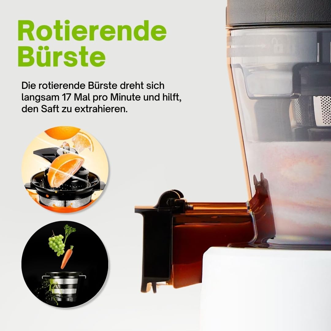 HUROM | Estrattore di succo per frutta e verdura | Slow Juicer | H320N | Spremiagrumi elettrico a freddo | Motore silenzioso | Facile da pulire | Con caraffa grande e filtro a setaccio da 2L | 200 Watt | Senza BPA | Nero