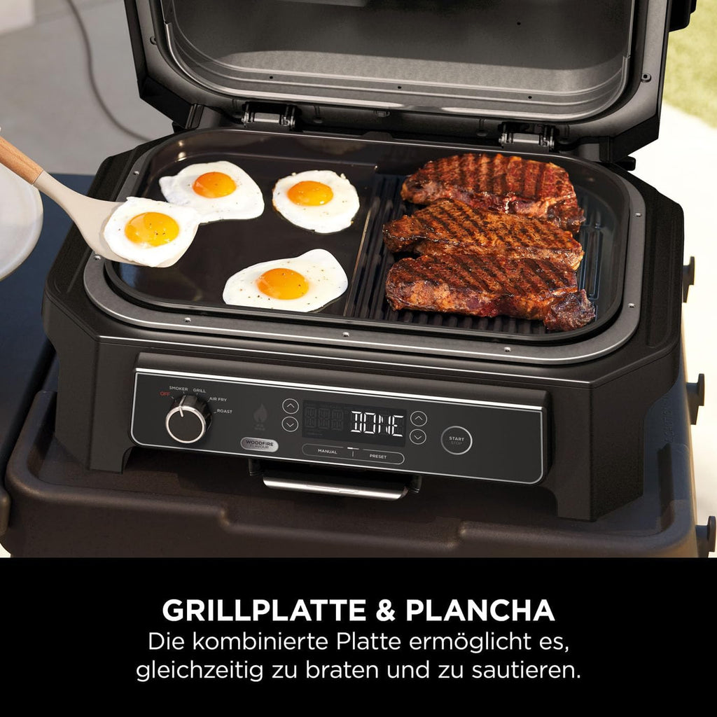 Ninja Woodfire verstellbarer Ständer und Beistelltisch, Außenofen- und Grillständer, robuster Outdoor-Kochtisch und Pizzaofenständer, Schwarz 4718J800EUUK