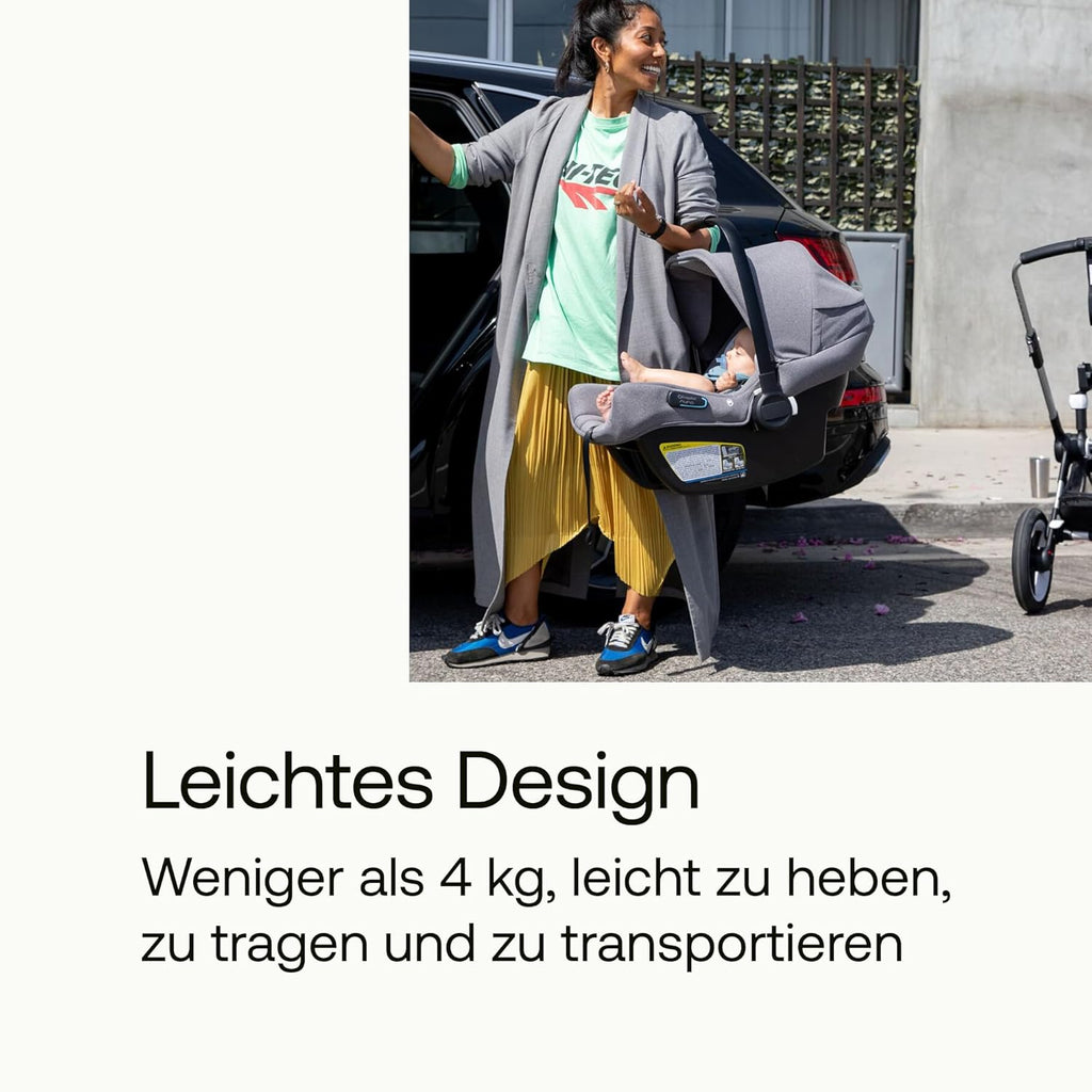 Bugaboo Turtle Air by Nuna, seggiolino auto confortevole per neonati e bambini piccoli, ultraleggero, sicuro e pratico, con capottina parasole e finestrella, nero