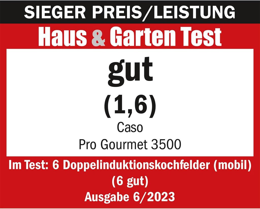 CASO Pro Gourmet 3500 - Mobiles Doppel- Induktionskochfeld, Testsieger Haus & Garten Test, max. 3500 Watt, 60-240°C, 12 Leistungsstufen, für Topfgrößen bis 22cm