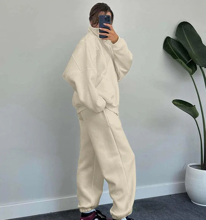 Set aus Reiverschlussjacke und Kordelzughose für Damen