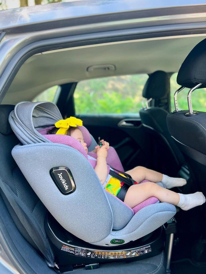 Jovikids 360° Drehbar Kindersitz mit ISOFIX, i-Size 40-150cm(ab Geburt -12 Jahre) Baby Autositz Reboarder mit Liegefunktion & Abnehmbar Vordach, ECE R129 (blau)