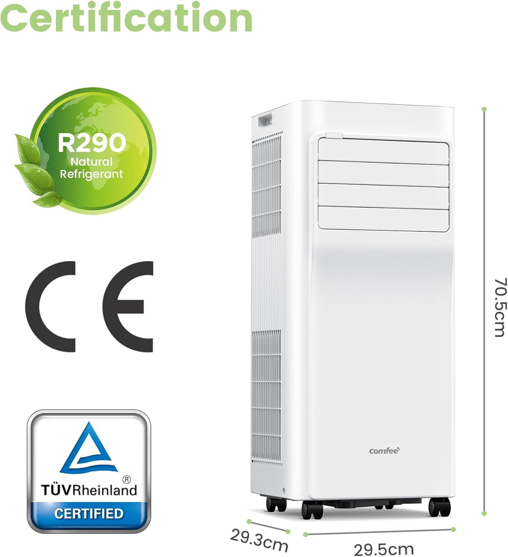 Comfee Condizionatore Portatile Easy Cool 2.0, 7000 BTU 2,0kW, Raffreddamento&Ventilazione&Deumidificazione, Adatto per Ambienti fino a 68m³(25㎡), Controllo tramite APP/Alexa/Google Home/IFTTT, Climatizzatore Portatile con Tubo di Scarico