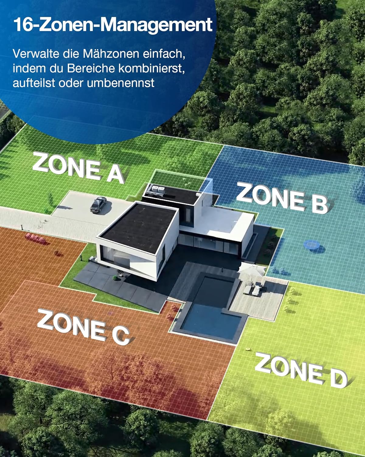 ECOVACS GOAT G1-800 Robot rasaerba senza cavo perimetrale 800㎡, robot tosaerba con localizzazione multifusione TrueMapping, evitamento ostacoli, gestione a 16 zone, pendenza del 45%, videomanager