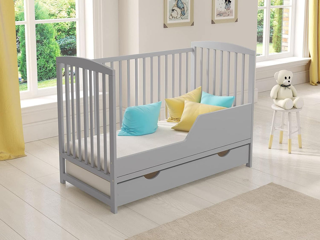 Love For Sleep Babybett Beistellbett 120x60cm mit Schaumstoffmatratze Weiß Jacob Kinderbett Baby Bett Holz - Kinderbett Babybett, Mitwachsend Gitterbett Baby Bed