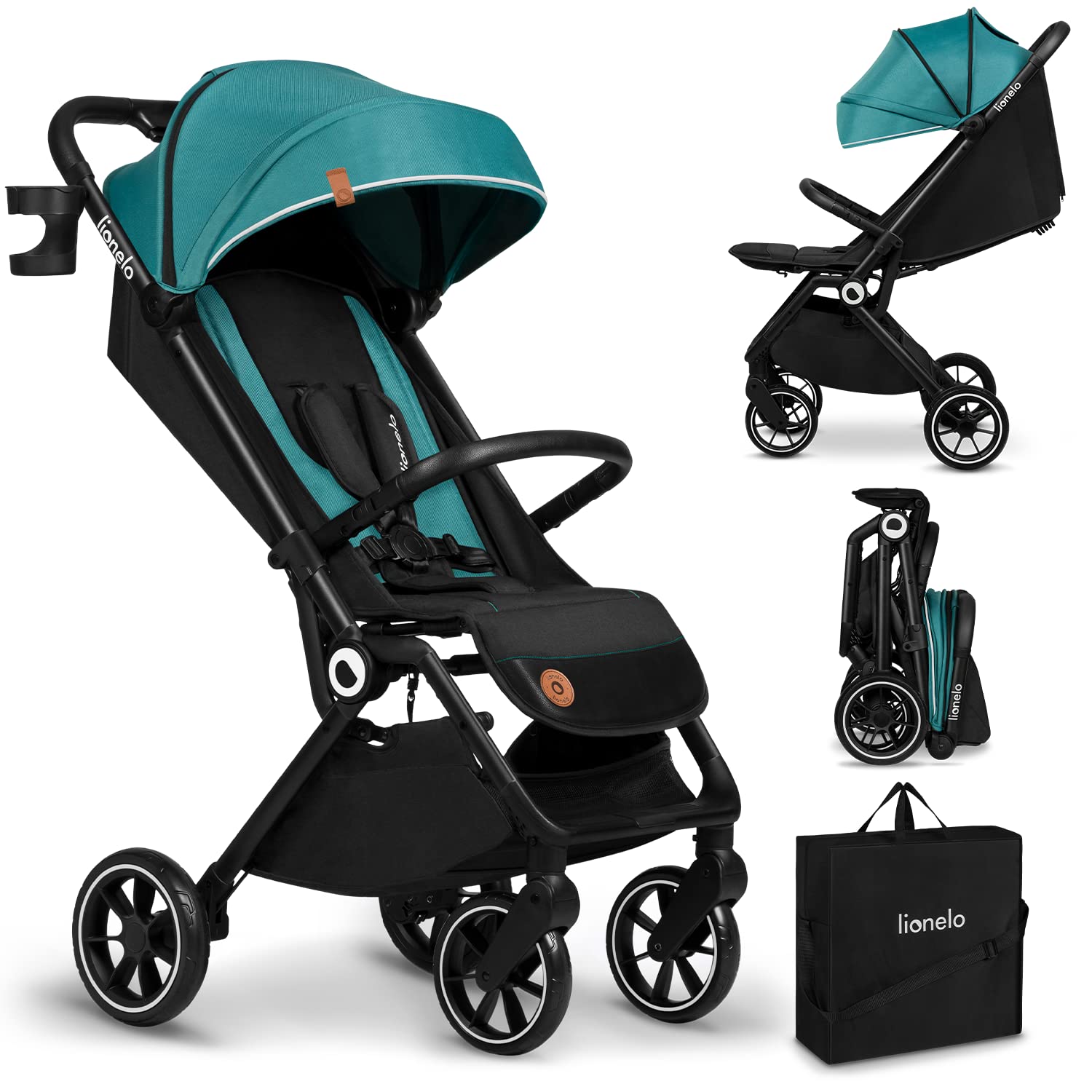 LIONELO Cloe Passeggino Pieghevole fino a 22 kg, Schienale Reclinabile Funzione Nanna, Imbracatura a 5 Punti Grandi Ruote Girevoli Zanzariera Porta Biberon Leggero Compatto Impermeabile (Grigio)