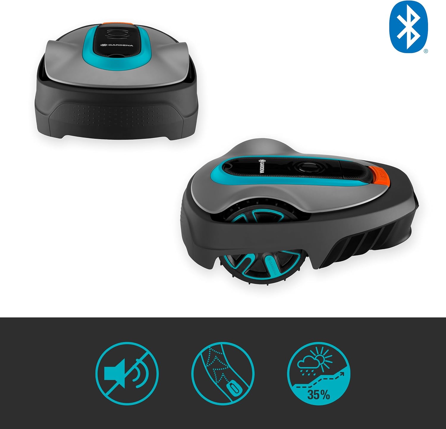 Gardena Rasaerba robotizzato SILENO minimo 500 m: tosaerba intelligente con connettività ottimale, programmabile con l'app Gardena Bluetooth, versione DE (15202-20)