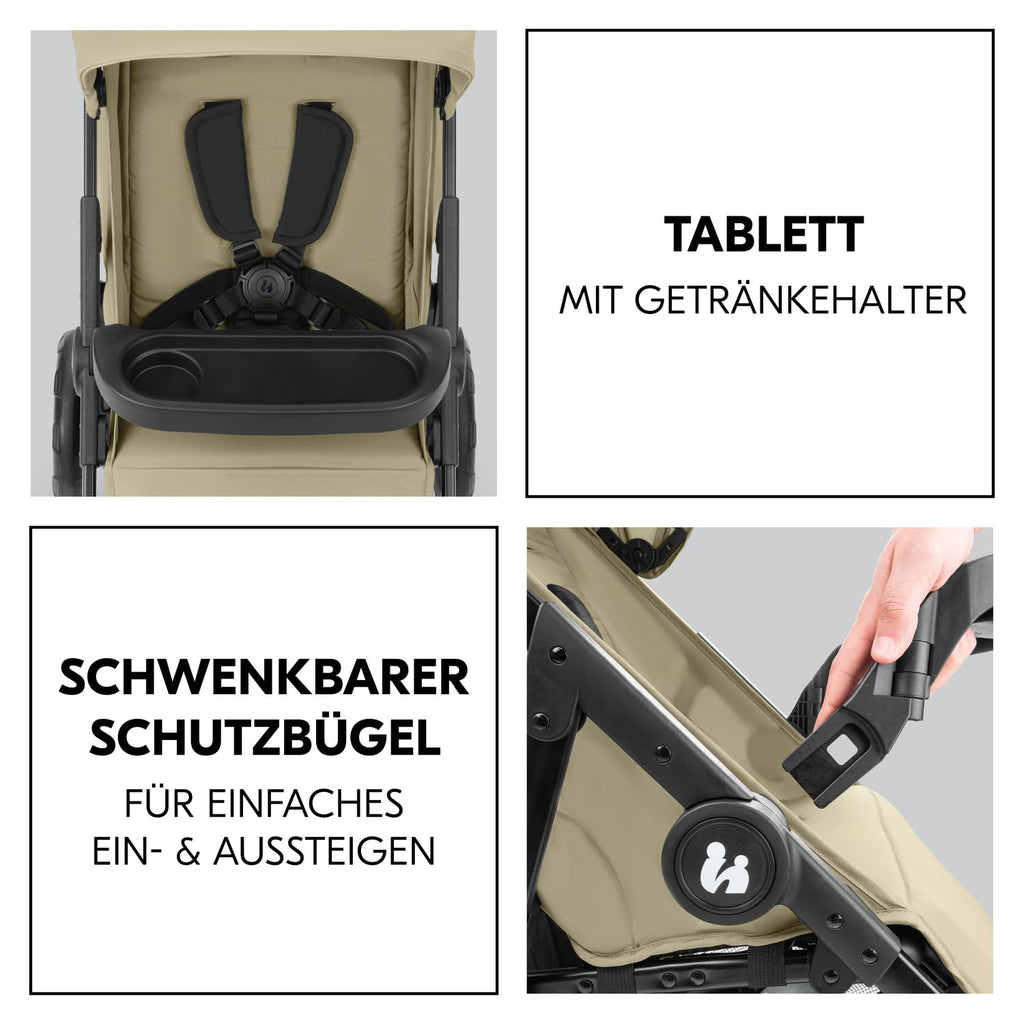 hauck Set Trio 3in1 Shop N Care con Passeggino, Navicella, Seggiolino Auto dalla nascita fino a 22 kg, Chiusura Compatta, Reclinabile, Portabicchieri & Vassoio, Protezione UV 50+ (Grey)