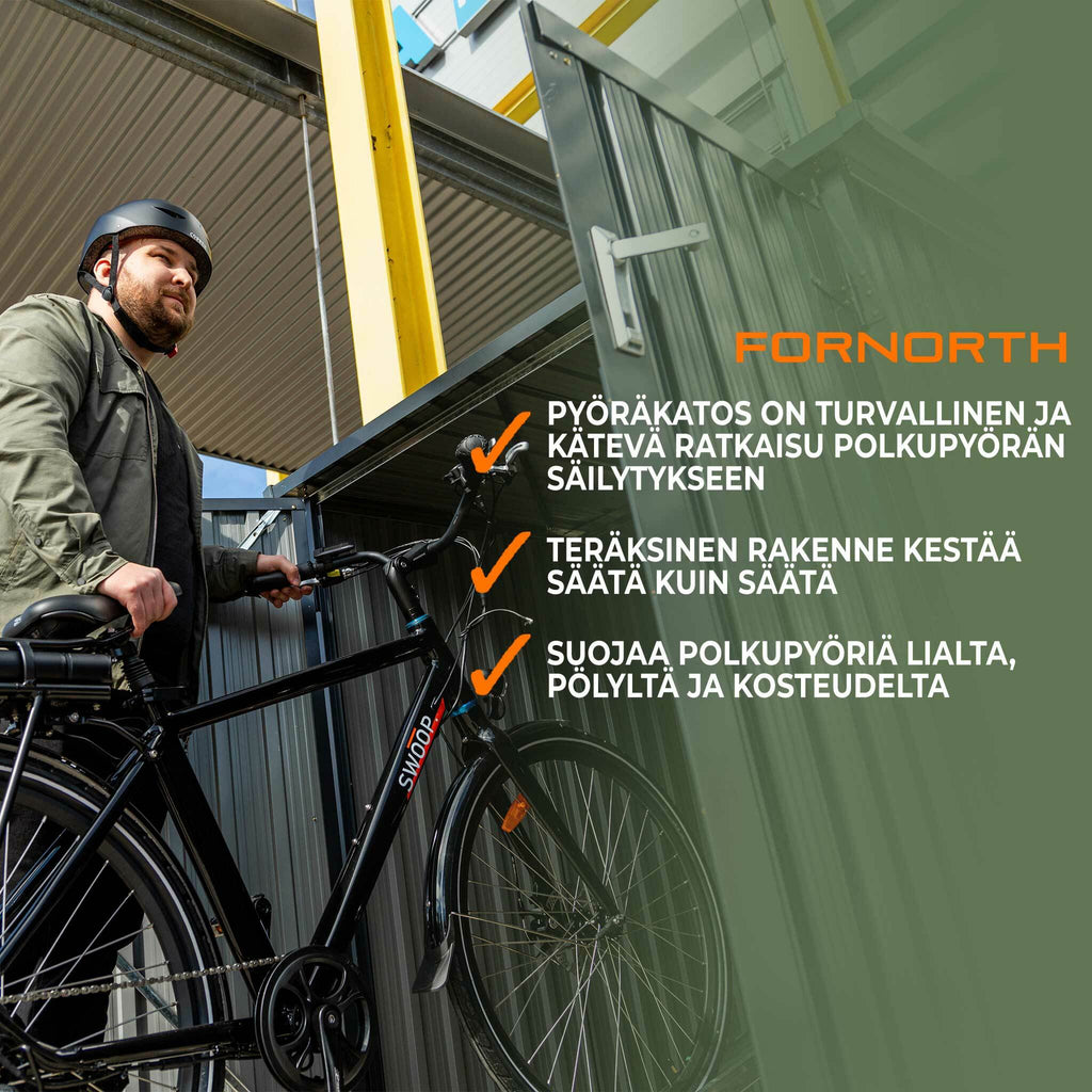 Fornorth box bici da esterno per 2 biciclette 142x198x157cm, grigio scuro