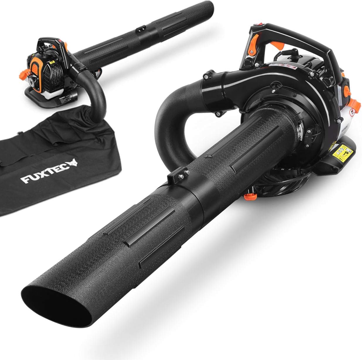 FUXTEC Aspiratore/Soffiatore Professionale a Benzina FX-LBS126P – Soffiatore & Trituratore con Tubo di Soffiatura – Tubo di Aspirazione & Sacco di Raccolta da 60L – Funzione Antivibrazione – Velocità di Soffiatura 62,7 m/s