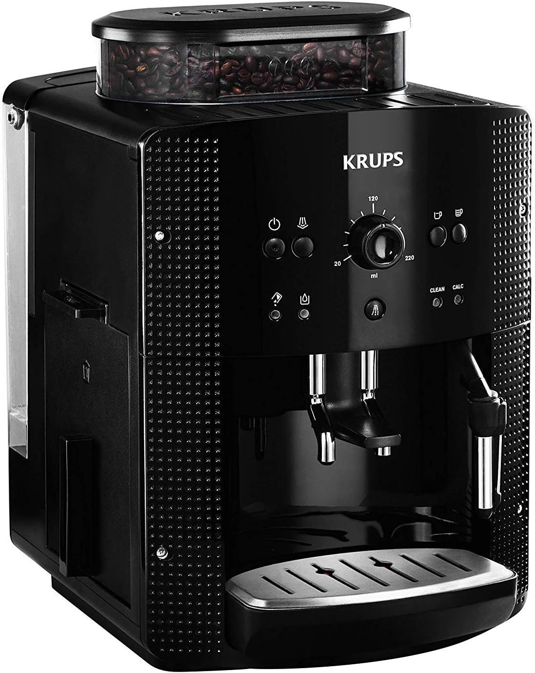 Krups Arabica Picto Macchina da Caffè Automatica, Bocchetta Vapore, Funzione 2 Tazze, Manopola Rotante, Facile Pulizia, Macchina da Caffè, Nera, EA810870