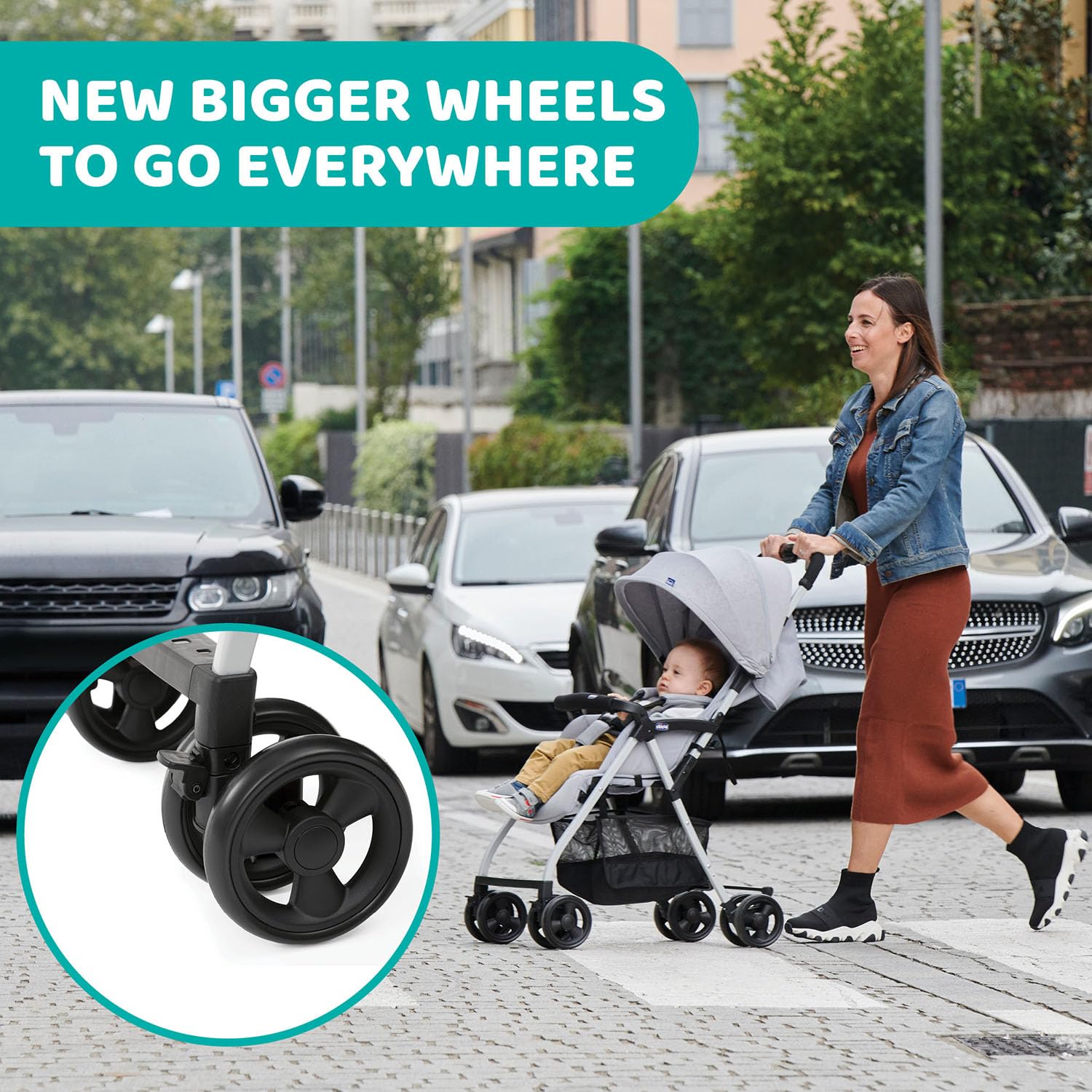 Chicco OHlalà 3 Ultra-Leichtgewicht Kinderwagen von Geburt bis 15 kg, Liege- und Faltbuggy mit großem Einkaufskorb, Kompakt, Regenschutz und Ausziehbares Verdeck