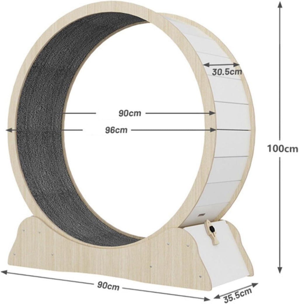 Cat Treadmill for Home Cats, Silent Cat Wheel, High Fibre Furniture Plate, Grade E1/Solid Wood Multilayer Plate with Locking Buckle, No Pinching of the Feet, S Solidwood