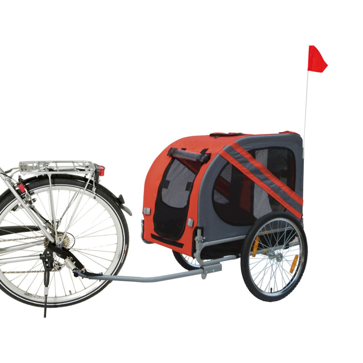 Rimorchio per bicicletta Karlie "Doggy Liner Economy", fino a 40 kg (rosso/grigio) - Ottime condizioni (2a scelta)