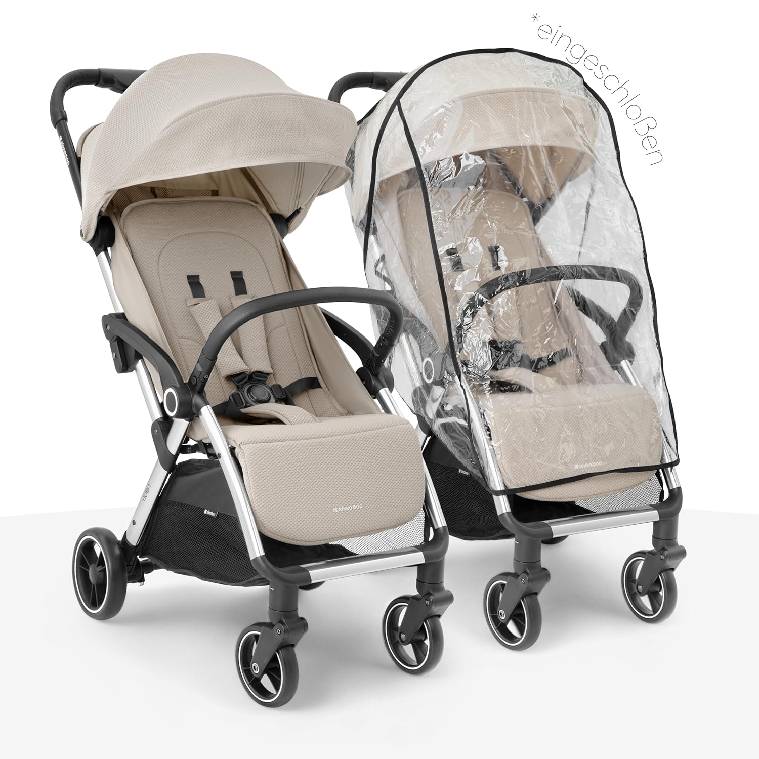 KikkaBoo EDEN Passeggino, passeggino fino a 22 kg, chiusura automatica, posizione reclinata, ultraleggero, compatto, nero