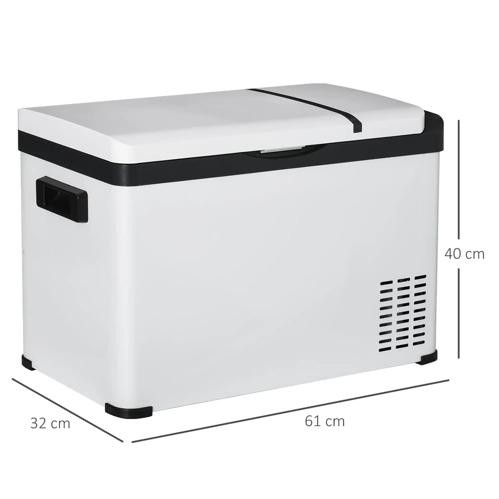 Frigorifero portatile a compressore Outsunny, pannello LCD, protezione della batteria, bianco
