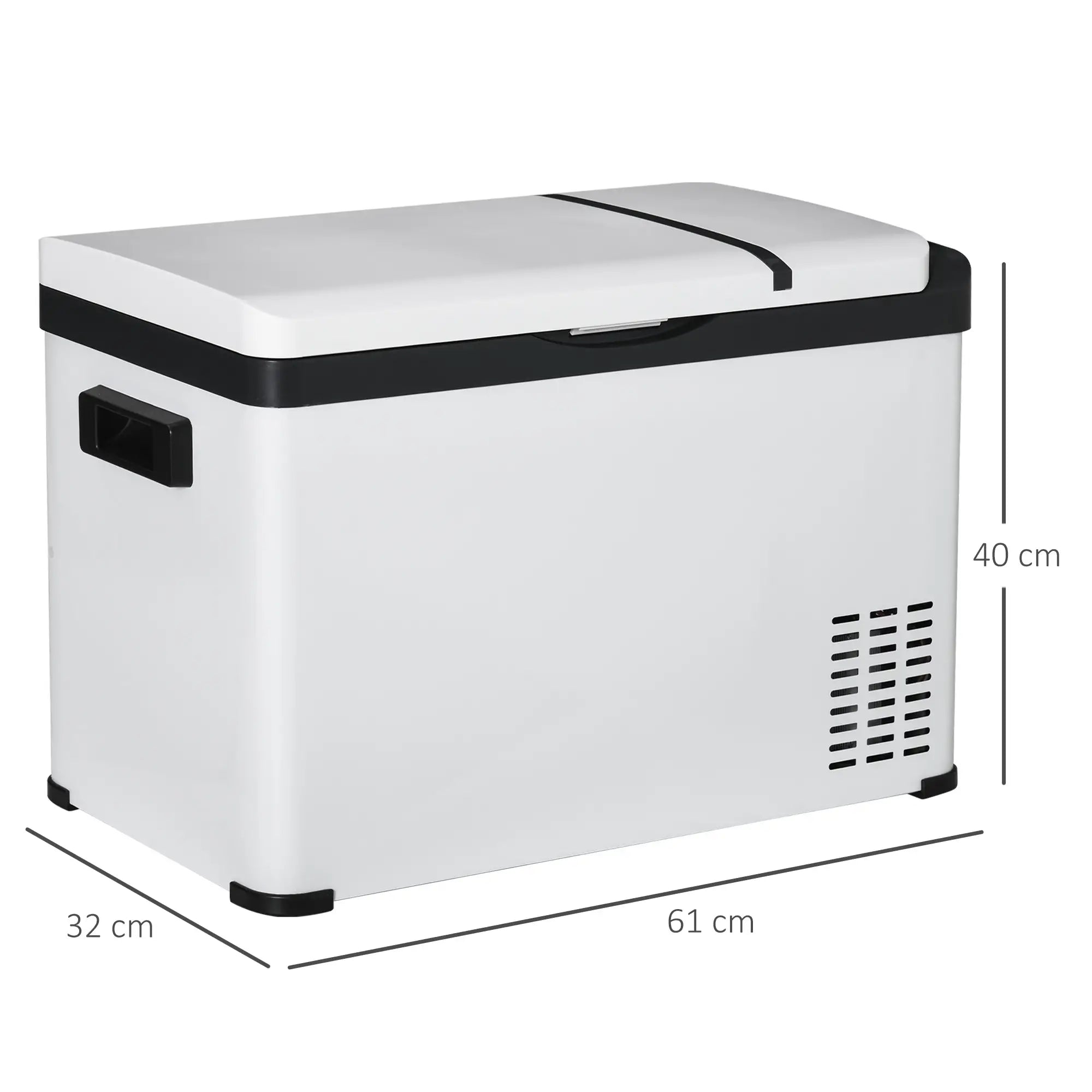 Frigorifero portatile a compressore Outsunny, pannello LCD, protezione della batteria, bianco