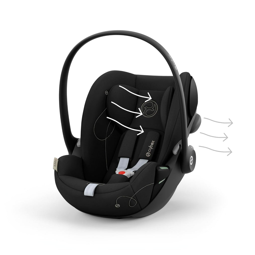 CYBEX Gold Seggiolino auto Cloud G i-Size Comfort, con riduttore per neonato, dalla nascita a circa 24 mesi, per bambini da 40 cm a 87 cm, max. 13 kg, Moon Black