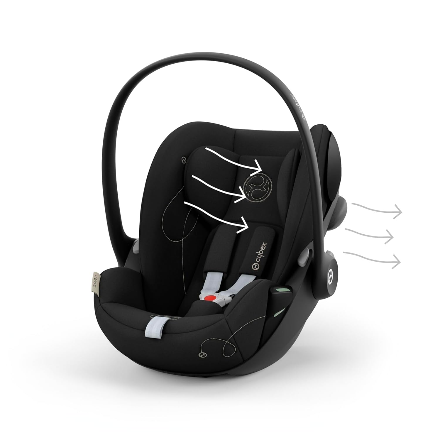 CYBEX Gold Seggiolino auto Cloud G i-Size Comfort, con riduttore per neonato, dalla nascita a circa 24 mesi, per bambini da 40 cm a 87 cm, max. 13 kg, Moon Black