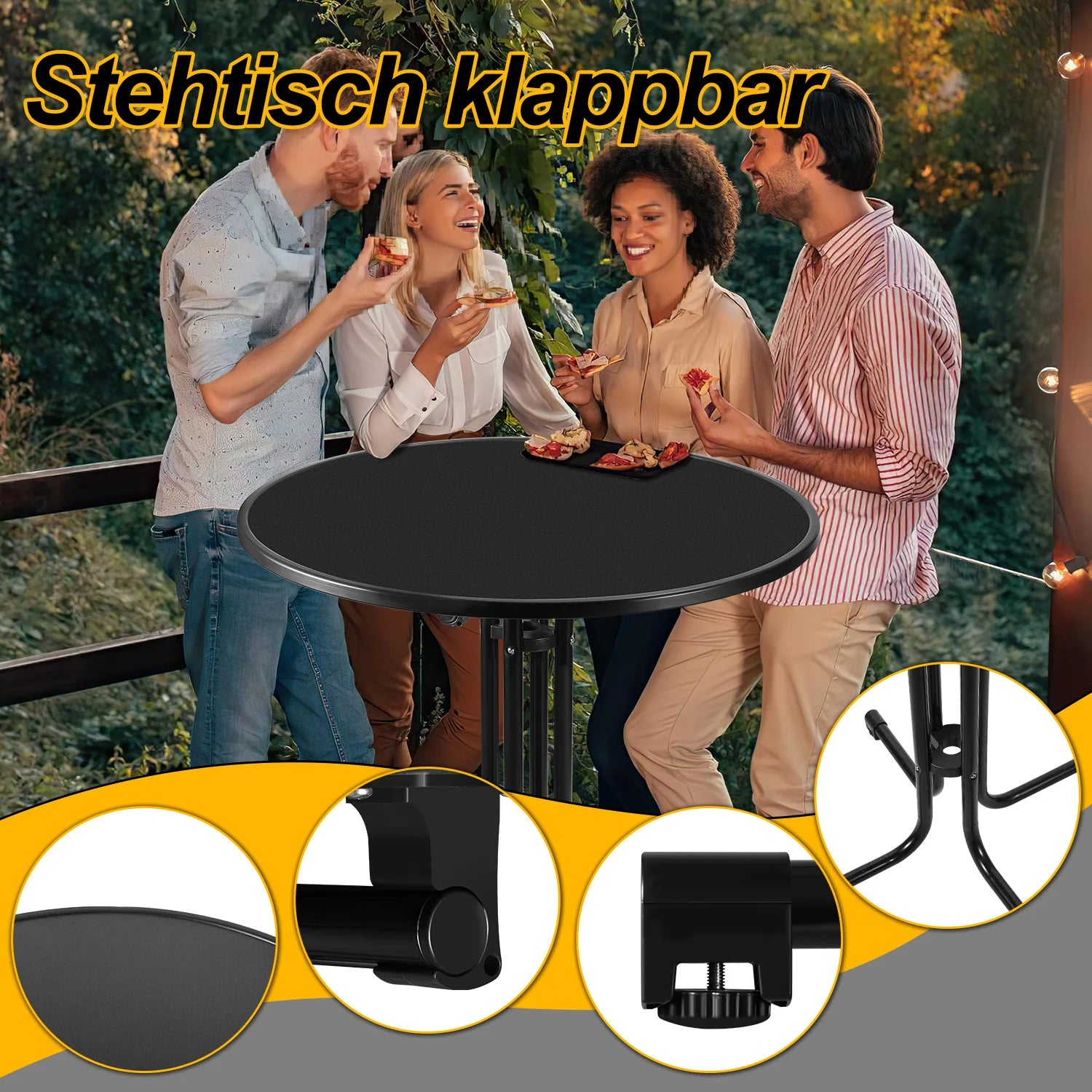Sonnewelt Stehtisch klappbar 80cm mit Husse