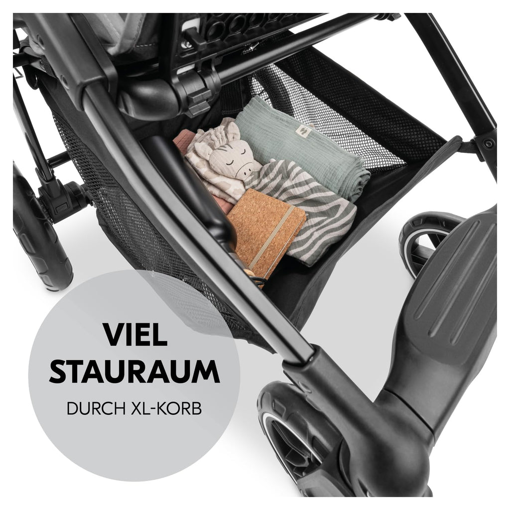 hauck Set Trio 3in1 Shop N Care con Passeggino, Navicella, Seggiolino Auto dalla nascita fino a 22 kg, Chiusura Compatta, Reclinabile, Portabicchieri & Vassoio, Protezione UV 50+ (Grey)