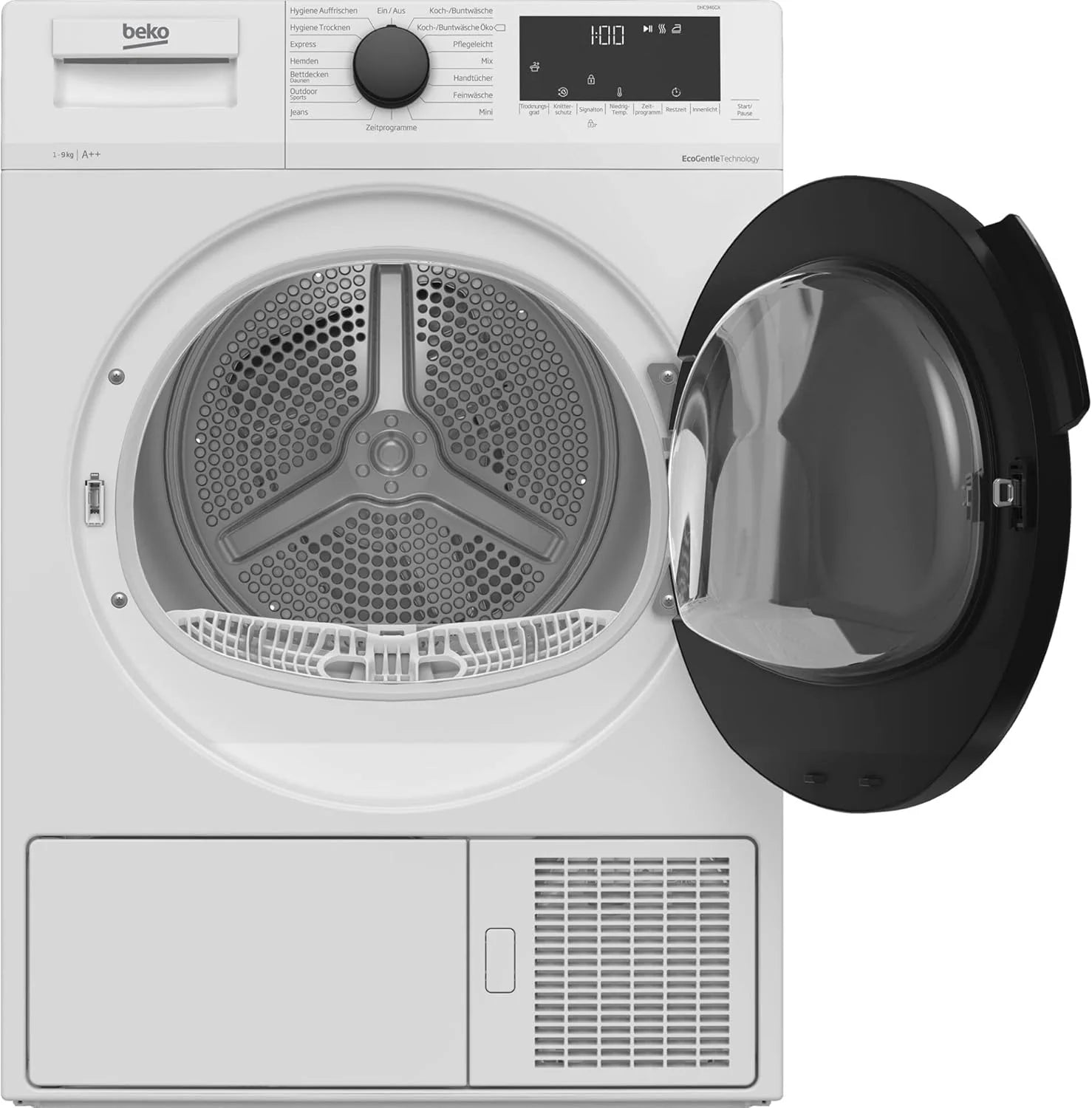 Beko DHC946GX b300 Asciugatrice a pompa di calore, 9 kg, carica frontale, cestello AquaWave, igiene di asciugatura e rinfresco, 15 programmi, bianco