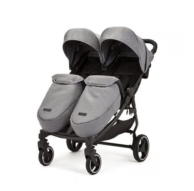 Ickle Bubba Venus Prime Passeggino Gemellare - Adatto dalla Nascita fino a 15 kg (circa 3 anni), Passeggino Gemellare Leggero Pieghevole con Coccole per Neonato, 2 Coprigambe e Parapioggia (Nero)